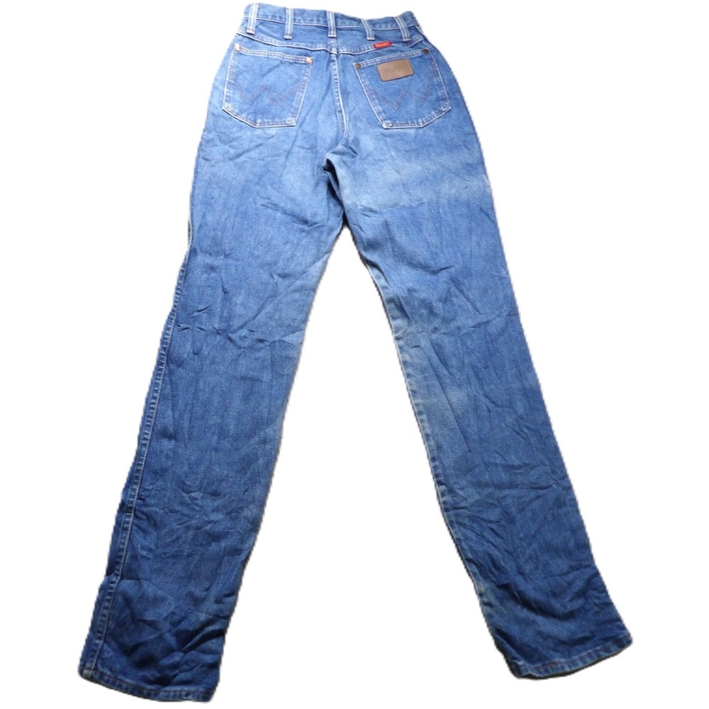 VTG 90s Wrangler Jeans Women 7/8 L34 Made USA High Rise Blue Denim Western Fit